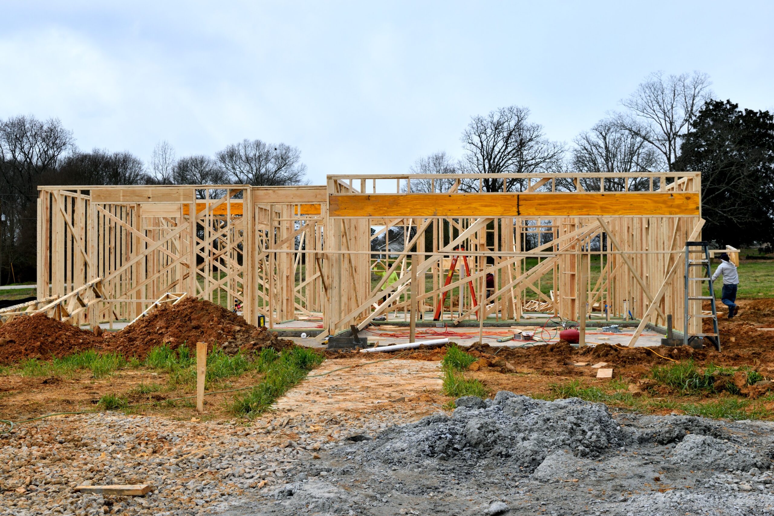 Rough framing on new home construction
